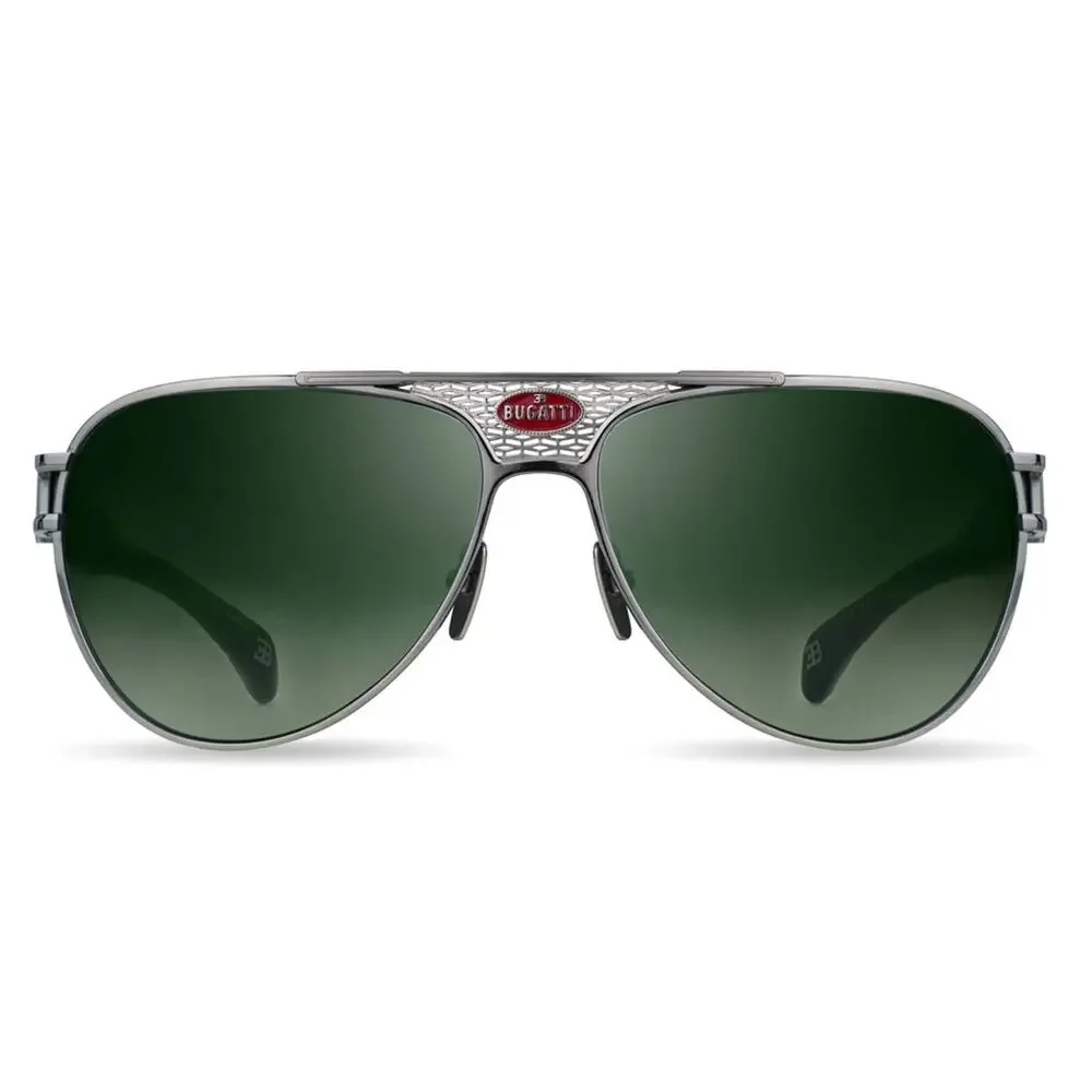 New! BUGATTI 11 SS Black and Sterling Silver Sunglasses Aviator Style, Authentic